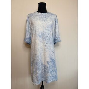 Missguided Blue White Acid Wash Marble Oversized T-Shirt Dress Plus Size XXL 20‎